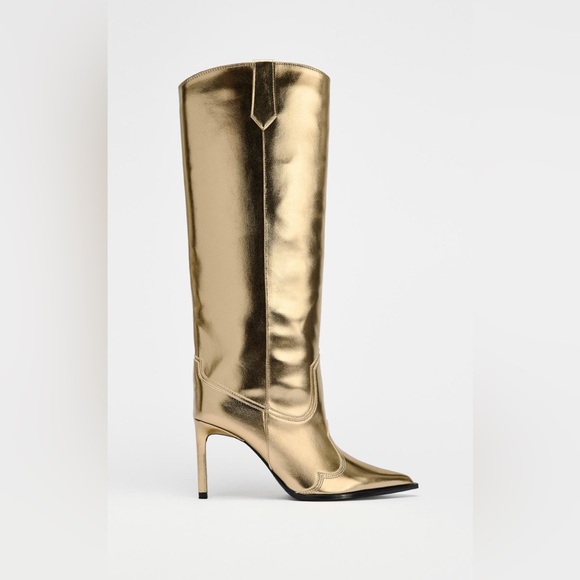 ZARA NWT METALLIC HEELED BOOTS - Picture 3 of 8